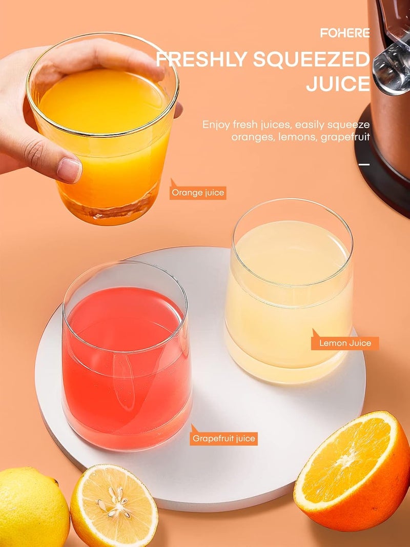 FOHERE Orange Juicer Squeezer Electric Citrus Juicer with Two Interchangeable Cones Suitable for orange, lemon and Grapefruit, Brushed Stainless Steel - Image 5